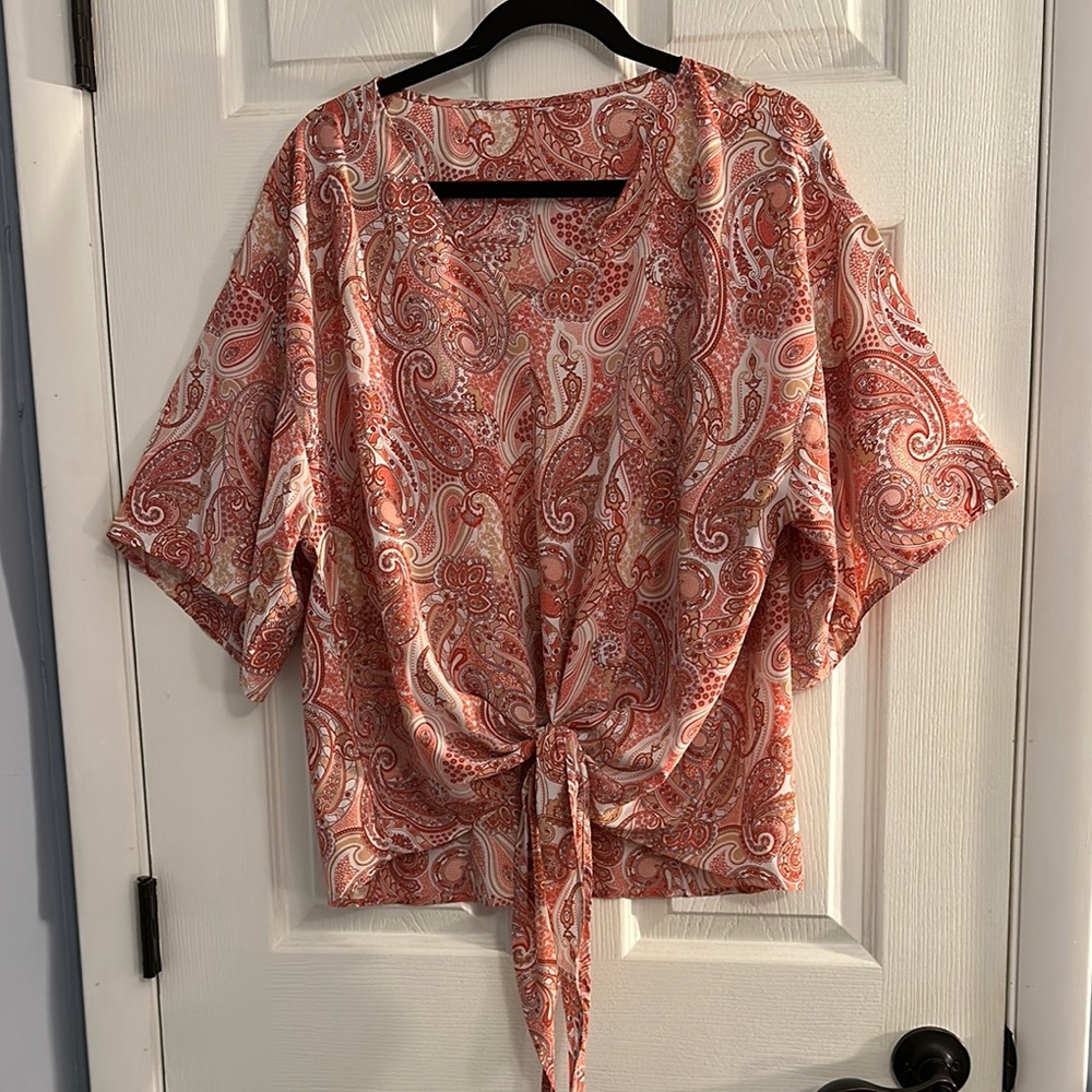 Paisley Tie-Front Blouse XXL
